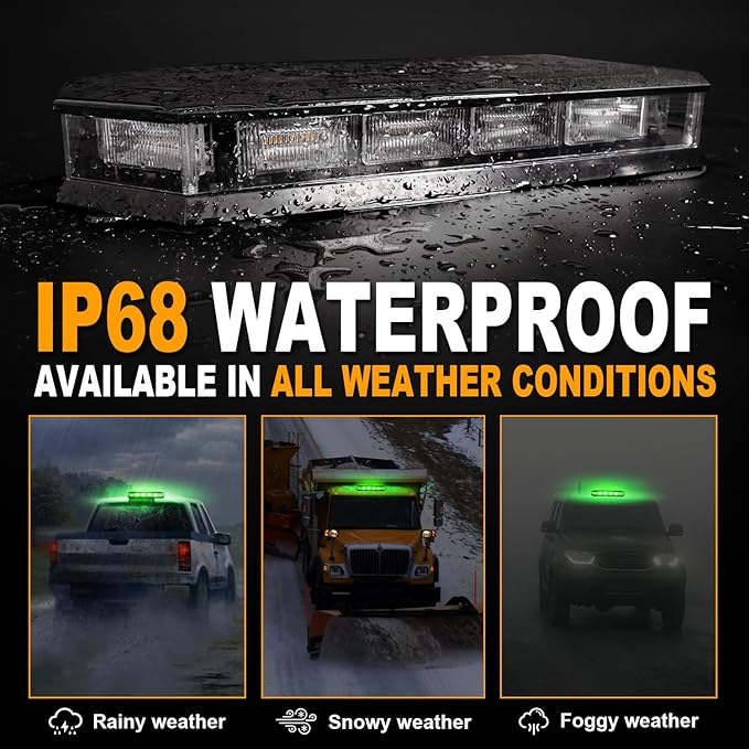 ASPL 16.5 Inch Roof Top Beacon Emergency Strobe 56 LED Magnetic Warning Caution lights Bar Traffic Hazard Plow Light for Trucks Vehicles Construction Snowplow (Green)