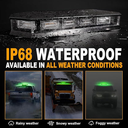 ASPL 16.5 Inch Roof Top Beacon Emergency Strobe 56 LED Magnetic Warning Caution lights Bar Traffic Hazard Plow Light for Trucks Vehicles Construction Snowplow (Green)
