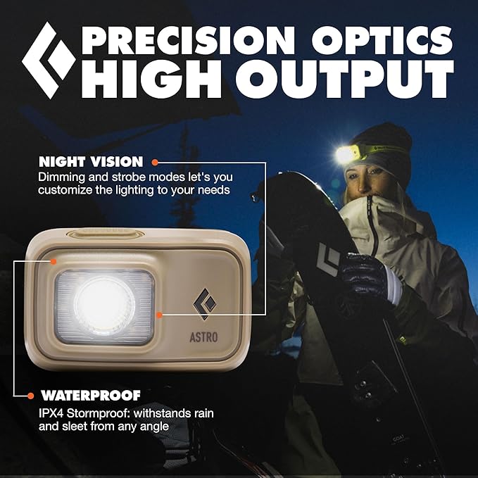 BLACK DIAMOND Astro 300 Headlamp | 300 Lumens | 3X AAA Batteries Included | Compact, Lightweight for Camping, Hiking & Climbing (Ops Dark Tan)