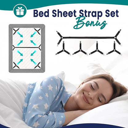 3-in-1 Fitted Sheet Attached Bed Bridge Twin (XL) to King Converter Kit with Sheet Strap Set | Split King Gap Filler for Adjustable Bed | Grey