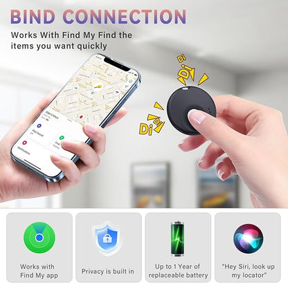 Smart Tracker Tag, GPS Item Finder Compatible with Apple Find My, IP67 Waterproof Track Locator for Keys, Wallets, Luggage, iOS Only (2 Pack)