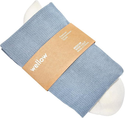 Wellow Wide Calf Compression Socks, Knee High Support, Fit for Men & Women, 18-25 mmHg, Made with Viscose from Bamboo