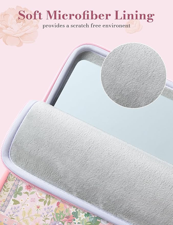 iCasso Laptop Sleeve 13 inch for MacBook Air 13-13.6 inch M3/M2/M1, Cute Laptop Sleeve for MacBook Pro 13 inch, Slim Protective Travel Carrying Case for MacBook Pro 14'', Chromebook, HP, Dell, Pink