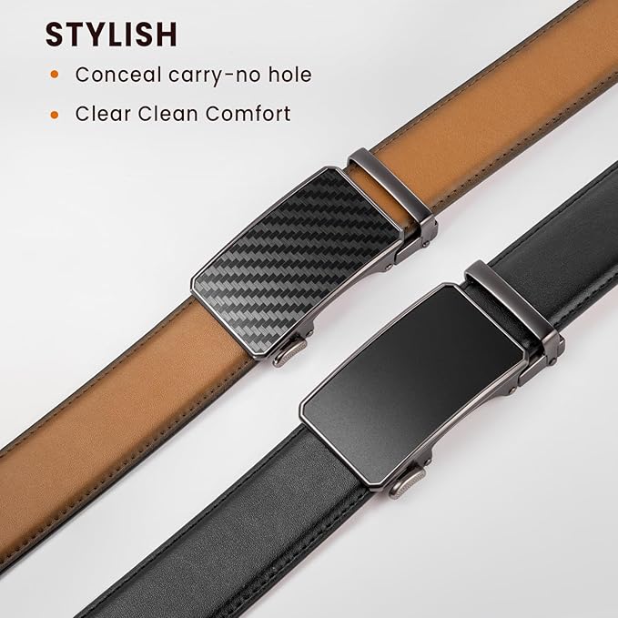 Zitahli Mens belt 2 Pack - Men Leather Belt Design for Work Business and Casual Golf Jeans-Men's Accessories Gifts for Men