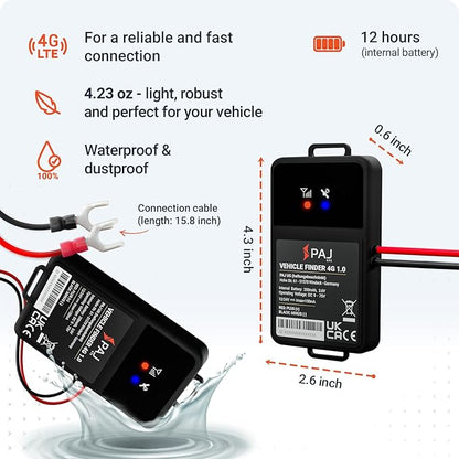 PAJ GPS Vehicle Finder 4G, 1.0 - Cellular Connected, Real Time Tracking GPS Tracker for Cars, Motorcycles, Trucks & More - Versatile & Secure Fleet Management