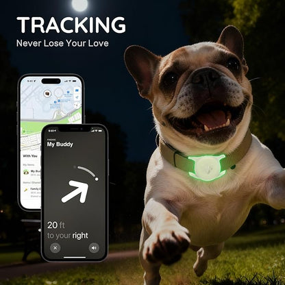for AirTag Dog Collar Holder, Dog Air Tag Holder, IP68-Waterproof | Lightweight Silicone | Anti-Lost | Ultra-Durable | Compatible with Apple AirTags (Luminous)
