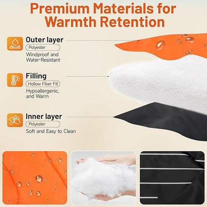 Lightweight Camping Blanket, Packable, Down Alternative, Puffy, Printed Wearable Blankets, Warm Camping Quilt with Snap Buttons for Outdoor, Travel, Hiking