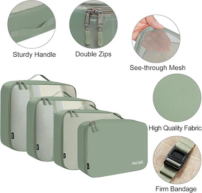 BAGAIL 8 Set Packing Cubes Luggage Packing Organizers for Travel Accessories-Matcha Green