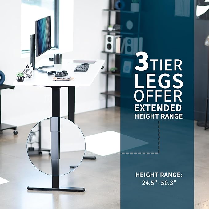 VIVO Electric 71 x 30 in Dual Motor Sit Stand Desk, Memory Height Adjustment, 2B Series, White Top Black Frame, DESK-KIT-2B7W