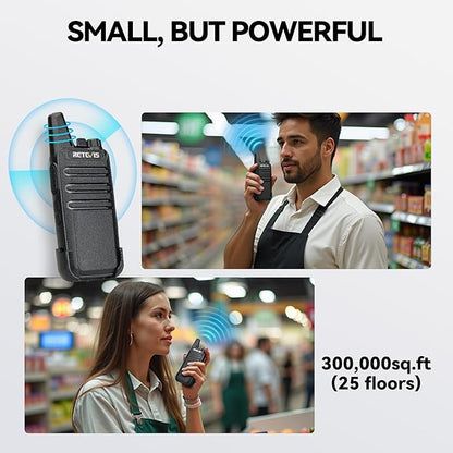 Retevis RT22 Walkie Talkies Rechargeable Hands Free 2 Way Radios Two-Way Radio(6 Pack) with 6 Way Multi Gang Charger