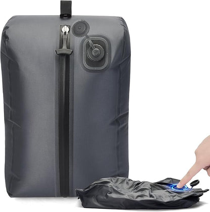 BBOM One-Touch Vacuum Storage Bags - Pump-Free with USB-C Charging, Waterproof Airtight Compression for Clothes, Bedding, Travel Gear - Space Saver for Suitcases, Hiking & Camping(Gray)