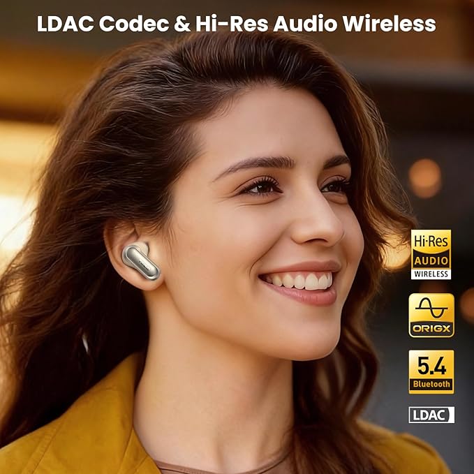 TOZO NC20 Active Noise Cancelling Wireless Earbuds, LDAC Hi-Res Sound Bluetooth Headphones, 6 Mics AI Call Ear Buds 80H Playtime, Dual Pairing, 32 EQ via App, IPX8 Waterproof, Wireless Charging Case