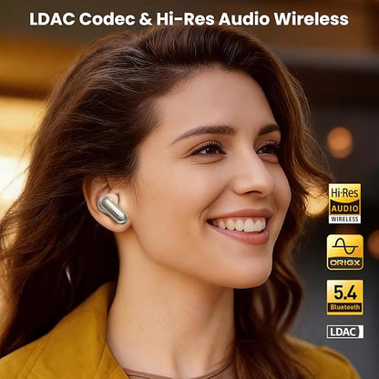 TOZO NC20 Active Noise Cancelling Wireless Earbuds, LDAC Hi-Res Sound Bluetooth Headphones, 6 Mics AI Call Ear Buds 80H Playtime, Dual Pairing, 32 EQ via App, IPX8 Waterproof, Wireless Charging Case