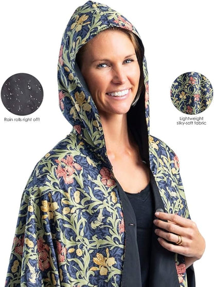 RainCaper Womens Rain Cape Poncho Coat Jacket with Hood Reversible Gorgeous Ultrasoft