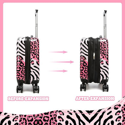 Kid's Luggage Set 2 Piece Suitcase Set Hardside Luggage with Spinner Wheels Girls Carry on Toddler Travel Rolling Suitcase with Neck Pillow Airline Approved