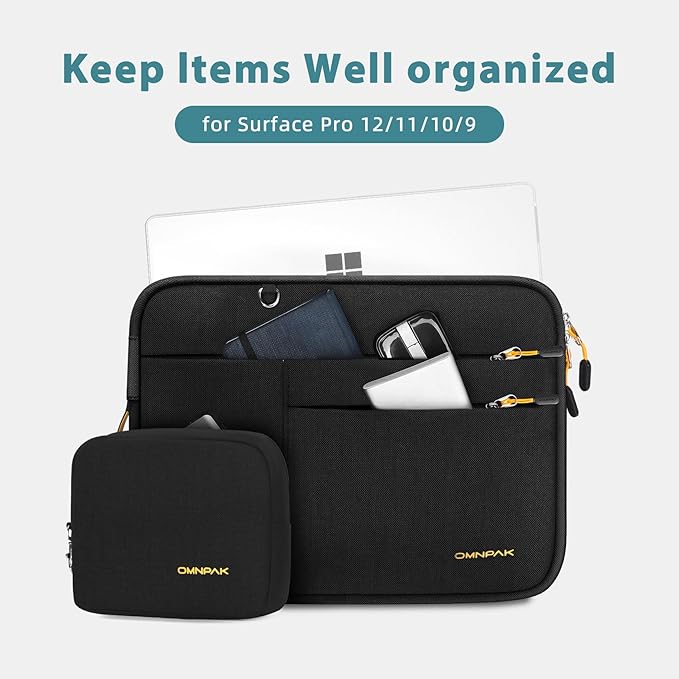 Omnpak Surface Pro 11 Case,13 inch Laptop Sleeve for Surface Pro 12/11/10/9/8/X/7/6/5/4/3 with Side Handle Strap and Accessory Pocket,Recycled PET Laptop Carrying Bag