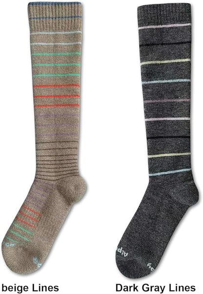 Alpaca Wool Heavyweight 15-25 mmHg Knee High Compression Support Socks Thick Winter Thermal Warm Soft Travel Flying