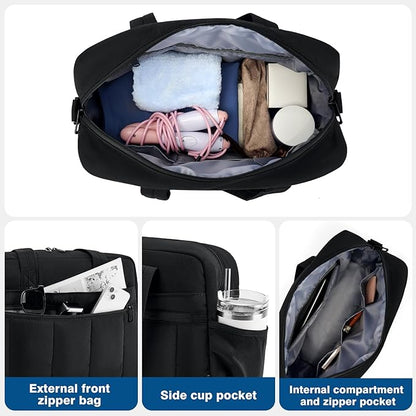 Gym Bag for Women, Large Capacity Duffel Bag with Crossbody Strap, Lightweight Sports Bag for Workout & Travel.Black
