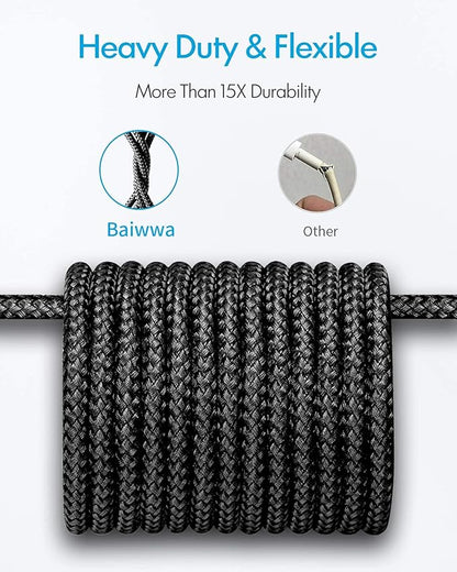 Baiwwa Long USB C Cable 20ft, USB A to Type C Cable Charger Cord Premium Nylon Braided for iPhone 16 15 Series Samsung Galaxy Note Tab, Moto, LG, Pixel and More USB C Smartphone & Tablet