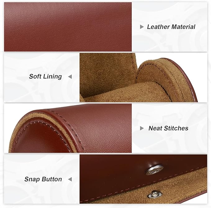 PATIKIL Watch Roll Travel Leather Case, Portable 3 Watch Roll Box with Pillow for Men Women Home Storage Display Gift Storaging Organizer, Brown