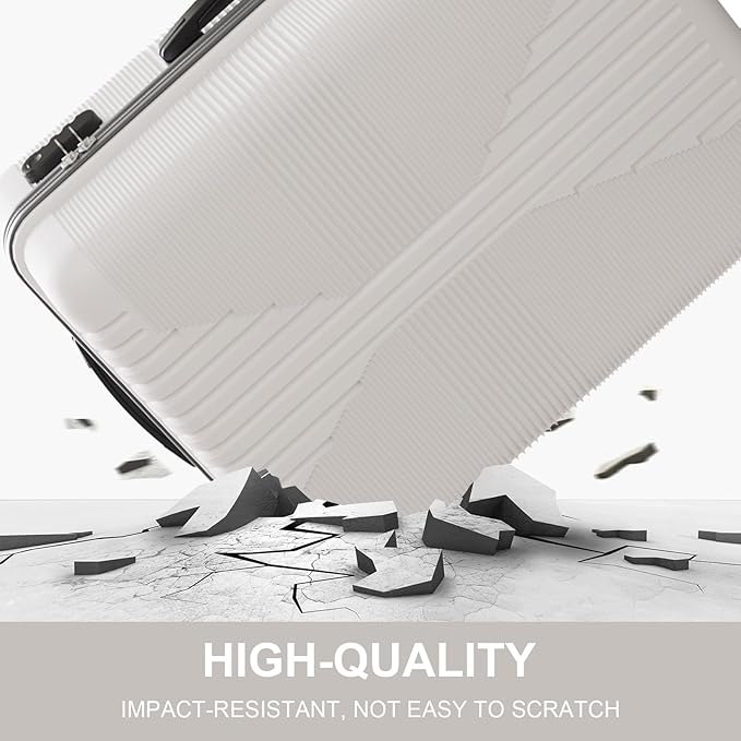 Karl home Luggage Sets 3 Piece, PP Hard Case Suitcase Set with Built-in Lock Spinner Wheels, Lightweight Durable Carry on Luggage for Business Travel - White (20"/24"/28")