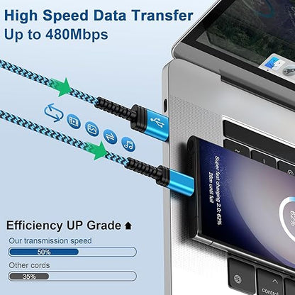 USB to USB C Cable 10FT Long Braided USB A to Type C Charger Fast Charging Power Cord for Samsung Galaxy A17/A16 5G/A15/A56/A36/A55/S25 Edge/S24 Ultra/S23/S22/S21/S20/S10/Pixel 9a/9 Pro xl/8a/7a/8/7/6