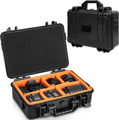 Protective Camera Case 11.8 X 7.5 X 4.3 Inch Shockproof Water-resistant with Adjustable Dividers (Can hold cameras, pistols, gear, equipment)