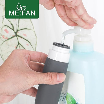 ME.FAN Travel Bottles for Toiletries, TSA Approved 3oz Travel Size Containers, Silicone Squeezable Portable Split Bottle, Travel Accessories for Conditioner, Shampoo, Lotion- 4 Pack Yellow