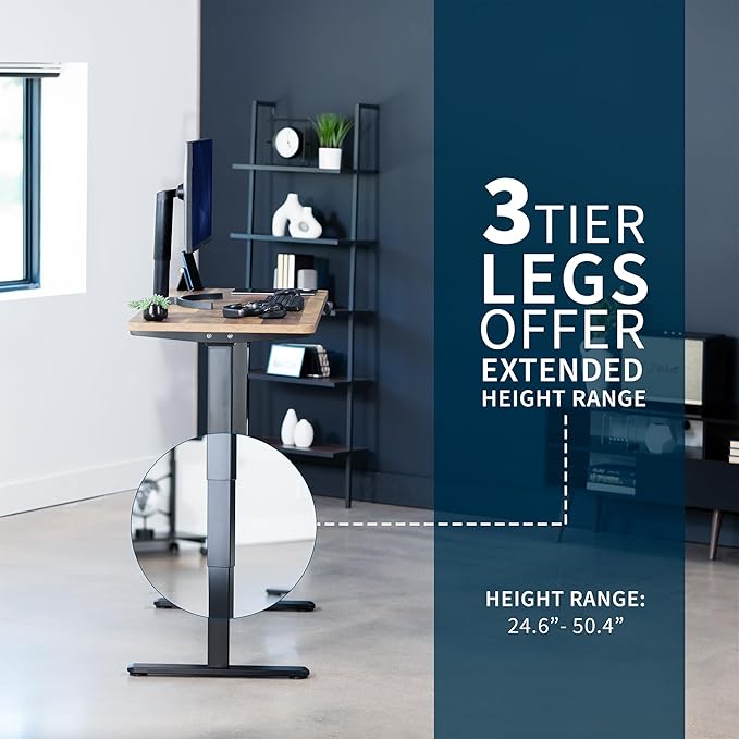 VIVO Electric 60 x 24 in Dual Motor Sit Stand Desk, Memory Height Adjustment, 2B Series, Reclaimed Wood Top Black Frame, DESK-KIT-2B6P