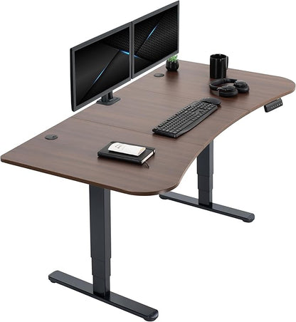 VIVO Electric 63 x 32 in Dual Motor Standing Desk, Memory Height Adjustment, 2B Series, Dark Walnut Top Black Frame, DESK-KIT-2B1D