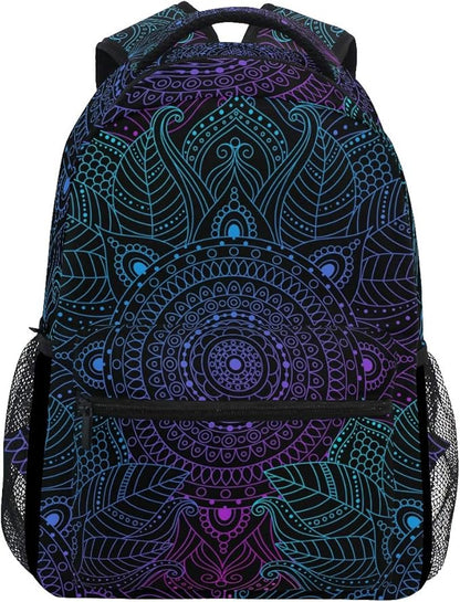ALAZA Art Arabesque Mandala Boho Ethnic Bohemian Large Backpack Personalized Laptop iPad Tablet Travel School Bag with Multiple Pockets