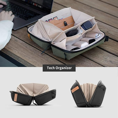 PGYTECH Travel Tech Organizer, Waterproof Tech Pouch, Electronics Accessories Organizer Travel Carrying Case, Organizer Bag for Cord, Phone Batteries, Charger,Photography SD Card, Green