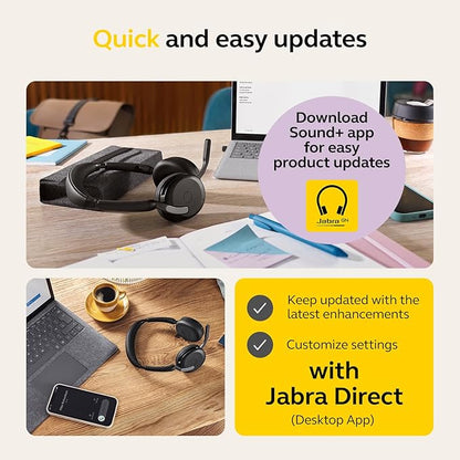 Jabra Evolve2 65 Flex Wireless Stereo Headset - Bluetooth, Noise-Cancelling ClearVoice Technology & Hybrid ANC - Works with All Leading UC Platforms Such As Zoom & Google Meet - Black