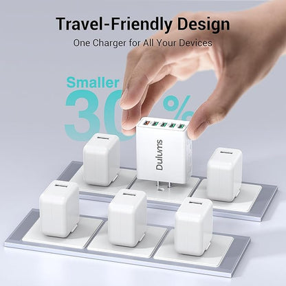 50W USB Wall Charger Block,2Pack 5-Port Charger Fast Charging Block QC 3.0 Multiport Box Brick Cube USB A Wall Plug for iPhone 17/16/15/14 Pro Max Plus, iPad,Galaxy, LG, Moto, Android Phones,AirPorts