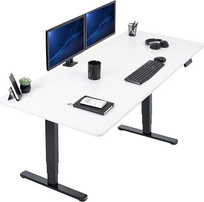 VIVO Electric Dry Erase 71 x 30 in Dual Motor Sit Stand Desk, Memory Height Adjustment, 2B Series, Whiteboard Top Black Frame, DESK-KIT-2B7WE