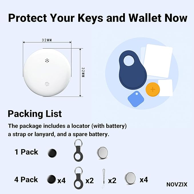 4 Pack Android Compatible Tracker, Tracker Tags for Android Phones, Supports Google Find My Device, 2026 New Model
