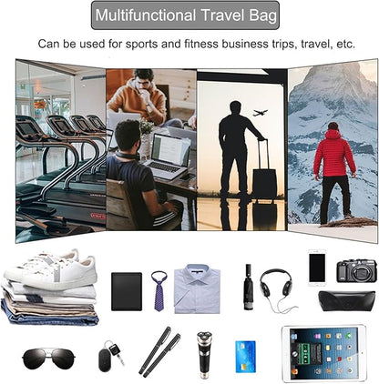 Leather Travel Bag for Men Large Capacity Luggage Duffel Bag with Shoe Compartment, Weekend Handbag for Holiday Business Trip 45cm, Brown