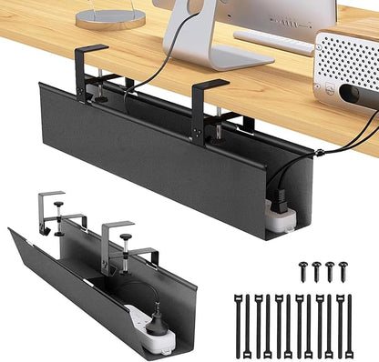 Under Desk Cable Management Tray No Drill, Premium Fabric Cord Organizer for Table - Desk Cable Organizer Cable Tray Hiders for Office&Home (47.2″L x 13.7" W)