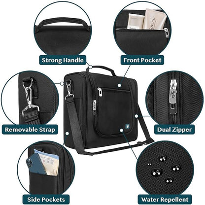 PAVILIA Extra Large Toiletry Bag Travel Bag for Women Men, Hanging Cosmetic Organizer, Water Resistant Makeup Bag for Accessories Toiletries, Travel Essentials Kit (Black)