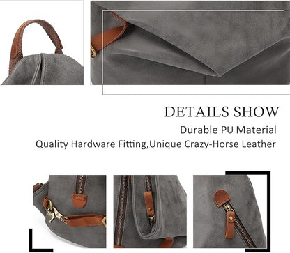 KL928 PU Leather Vintage Backpack – Large Casual Daypack Outdoor Travel Rucksack Hiking Backpacks