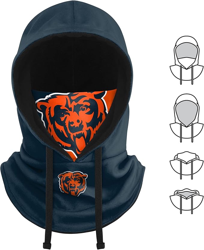 NFL Team Logo Team Color Drawstring Winter Cap Hooded Gaiter Balaclava Face Cover