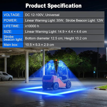 Radar Motion Alarm System Safety Warning, Magnetic Forklift Safety Light 3‑Pack with Radar Sensor, Flashing LED Amber Strobe Light with Voice Alarm for Enhanced Warehouse Safety, DC 12–100V
