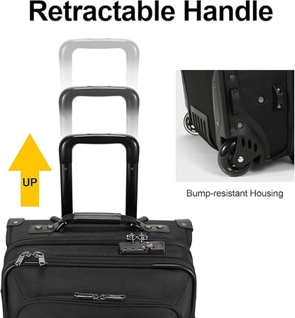 Modoker Rolling Garment Bag with Wheels Luggage for Suits with Wheels Wheeled Garment Bag for Travel 2 in 1 Rolling Duffel Bag, Black