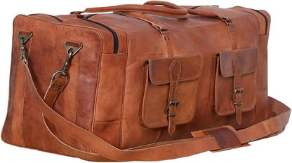 Leather Duffel Bag 32 inch Large Travel Bag Gym Sports Overnight Weekender Bag by Komal s Passion Leather (30 inch)