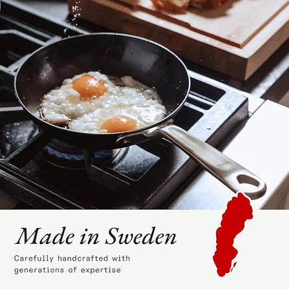 Made In Cookware - Seasoned 8" Blue Carbon Steel Frying Pan - (Like Cast Iron, but Better) - Professional Cookware - Crafted in Sweden - Induction Compatible