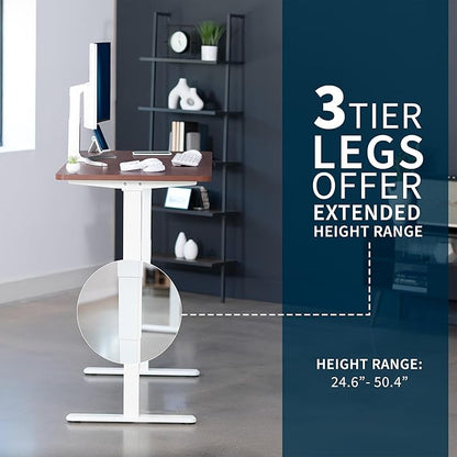 VIVO Electric 60 x 24 in Dual Motor Sit Stand Desk, Memory Height Adjustment, 2B Series, Dark Walnut Top White Frame, DESK-KIT-2W6D