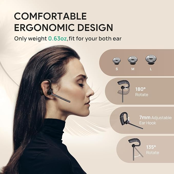 Yealink BH71 Pro Bluetooth Headset with USB-C/A Dongle, Teams Certified, Wireless Earpiece for Cell Phone,PC,Laptop,Noise Cancelling Microphone, Adjustable Ear Hook