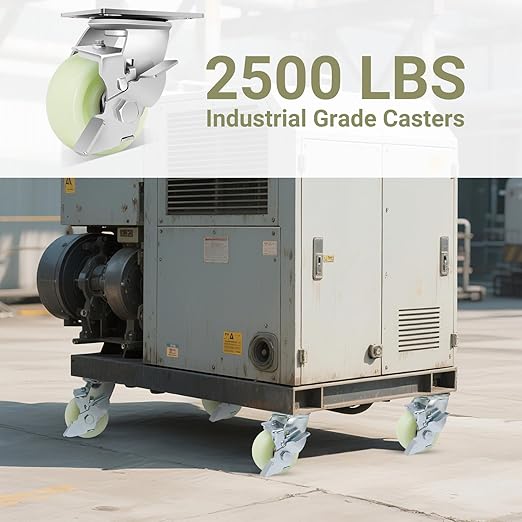 W B D WEIBIDA Heavy Duty Caster Wheels 4 Inch - 2500 LBS, PP Plate Castor Set of 4 with Double Ball Bearings, Non-Marking Quiet Industrial Swivel Casters for Hand Trucks, Carts, Industrial Equipment