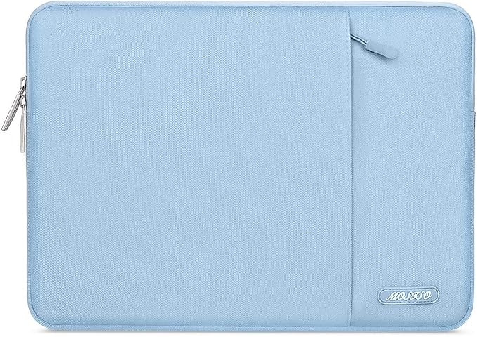 MOSISO Laptop Case 13.3 inch, 13-13.3 inch Laptop Sleeve Compatible with MacBook Air/Pro 13/Pro 14 M5 M4 M3 M2 M1, HP Dell ASUS Lenovo,Polyester Vertical Computer Sleeve Bag with Pocket, Air Blue