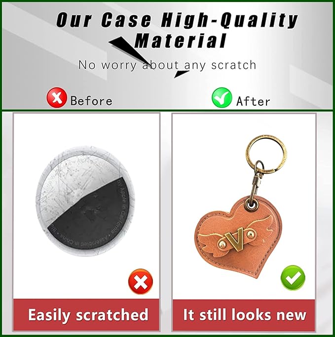 Initial Letter Leather Alphabet Keychain Holder Case Compatible with AirTag,Cute Protective Air Tag Cover with Bronze Keyring,Anti-Scratch Finder GPS Tracker Case for Pets Keys Wallet Luggage(V)